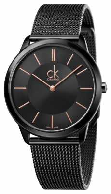 Calvin Klein Mens Minimal Black Mesh Strap K3M21421 Calvin Klein Mens Minimal Black Mesh Strap K3M21421