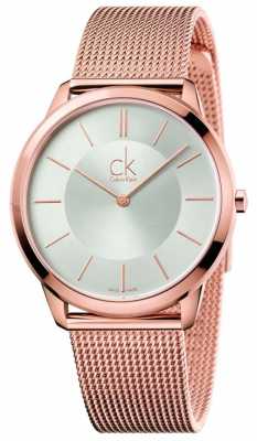 Calvin Klein Mens Minimal Rose Gold Tone Mesh Silver Dial K3M21626 Calvin Klein Mens Minimal Rose Gold Tone Mesh Silver Dial K3M21626