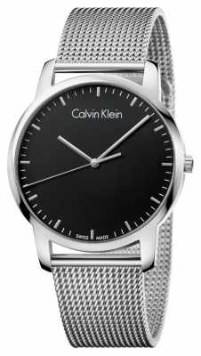 Calvin Klein Mens City Stainless Steel Mesh Strap Black Dial K2G2G121 Calvin Klein Mens City Stainless Steel Mesh Strap Black Dial K2G2G121