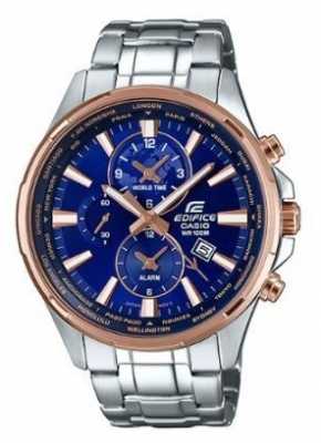 Casio Mens Edifice Stainless Steel Bracelet Blue Dial EFR-304PG-2AVUEF Casio Mens Edifice Stainless Steel Bracelet Blue Dial EFR-304PG-2AVUEF