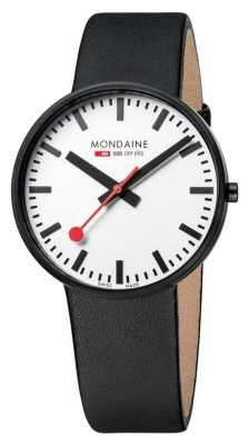 Mondaine Mens Giant Black Leather Strap White Dial A660.30328.61SBB Mondaine Mens Giant Black Leather Strap White Dial A660.30328.61SBB