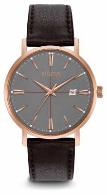 Bulova Mens Aerojet Brown Leather Strap Grey Dial 97B154 Bulova Mens Aerojet Brown Leather Strap Grey Dial 97B154