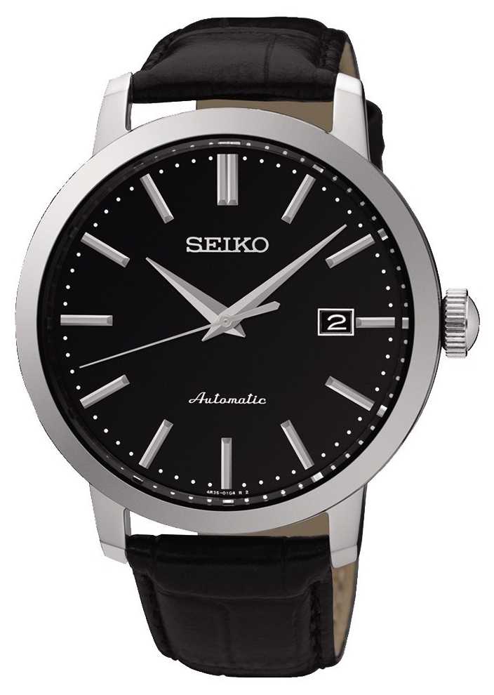 Seiko Mens Automatic Black Face Black Watch SRPA27K1