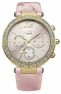 Lipsy Womans Pink Leather Strap Gold Chrograph LP452 Lipsy Womans Pink Leather Strap Gold Chrograph LP452