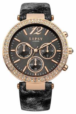 Lipsy Womans Black Grey Leather Strap Chronograph LP451 Lipsy Womans Black Grey Leather Strap Chronograph LP451