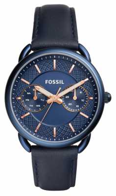 Fossil Womens Blue PVD Plated Case Blue Leather Strap ES4092 Fossil Womens Blue PVD Plated Case Blue Leather Strap ES4092