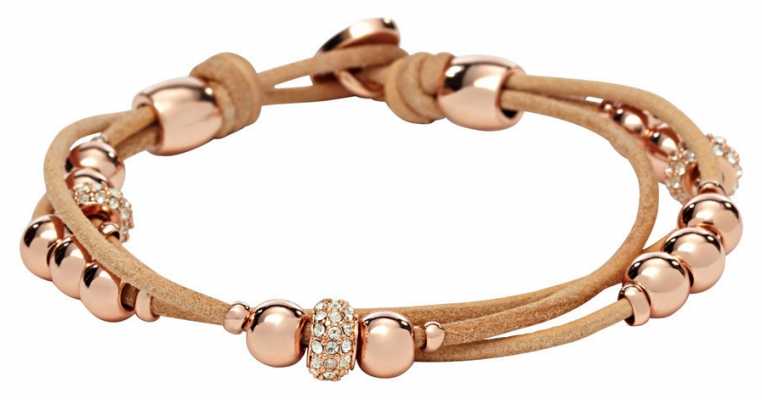 Fossil Womens Leather PVD Rose Gold Plated Bracelet JA6539791 Fossil Womens Leather PVD Rose Gold Plated Bracelet JA6539791