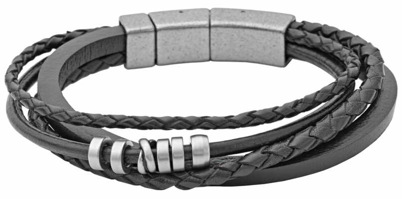 Fossil Mens Leather Stainless Steel Bracelet JF85299040 Fossil Mens Leather Stainless Steel Bracelet JF85299040