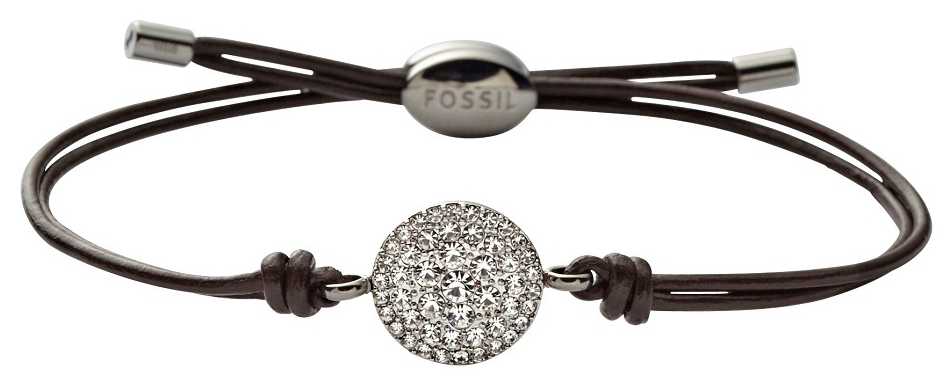 Fossil Womens Leather Stainless Steel Stone Set Bracelet JF00117040 Fossil Womens Leather Stainless Steel Stone Set Bracelet JF00117040
