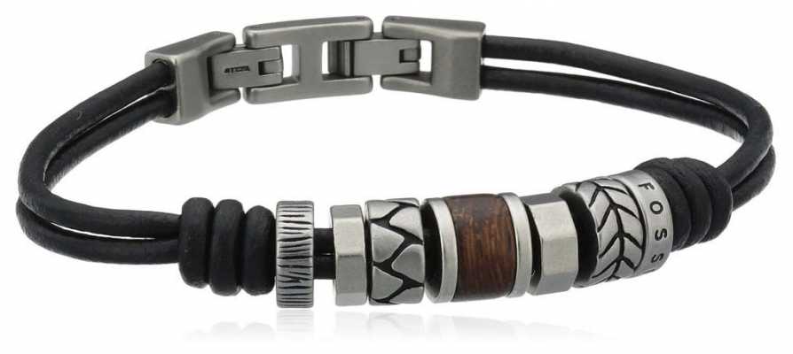 Fossil Mens Leather Stainless Steel Bracelet JF84196040 Fossil Mens Leather Stainless Steel Bracelet JF84196040