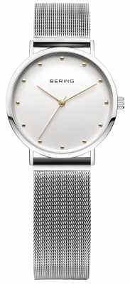 Bering Womans Stainless Steel Silver Mesh Strap Gold Markers 13426-001 Bering Womans Stainless Steel Silver Mesh Strap Gold Markers 13426-001