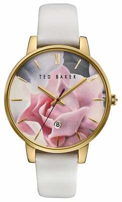 Ted Baker Womans Pink Rose Dial White Leather Strap TE10030691 Ted Baker Womans Pink Rose Dial White Leather Strap TE10030691