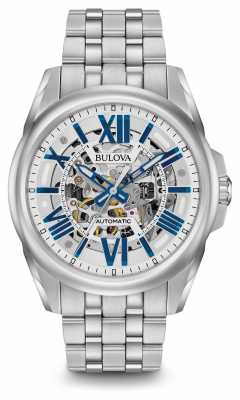 Bulova Mens Automatic Stainless Steel Silver With Blue Markers 96A187 Bulova Mens Automatic Stainless Steel Silver With Blue Markers 96A187