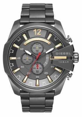 Diesel Mens Mega Chief Gunmetal Grey Stainless Steel DZ4421 Diesel Mens Mega Chief Gunmetal Grey Stainless Steel DZ4421