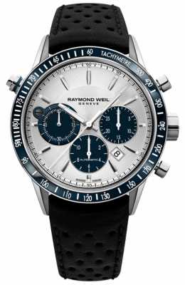 Raymond Weil Mens Automatic White Chronograph Black Leather Strap 7740-SC3-65521 Raymond Weil Mens Automatic White Chronograph Black Leather Strap 7740-SC3-65521