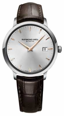 Raymond Weil Mens Slim Silver Black Leather Strap 5488-SL5-65001 Raymond Weil Mens Slim Silver Black Leather Strap 5488-SL5-65001