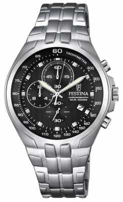 Festina Mens Chronograph Stainless Steel Bracelet Black Dial F6843/4 Festina Mens Chronograph Stainless Steel Bracelet Black Dial F6843/4