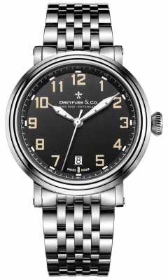 Dreyfuss Dreyfuss Stainless Steel 1924 Bracelet Black Dial DGB00152/19 Dreyfuss Dreyfuss Stainless Steel 1924 Bracelet Black Dial DGB00152/19