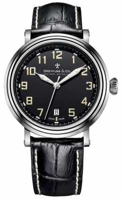 Dreyfuss Dreyfuss Stainless Steel Men's 1924 Black Leather Strap DGS00152/19 Dreyfuss Dreyfuss Stainless Steel Men's 1924 Black Leather Strap DGS00152/19