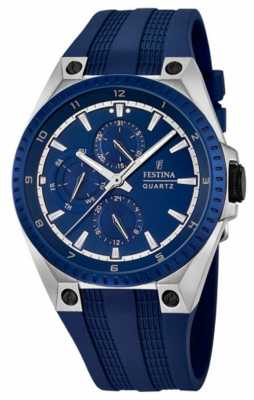 Festina Festina Mens Multi-Function Blue Rubber Strap F16834/2 Festina Festina Mens Multi-Function Blue Rubber Strap F16834/2