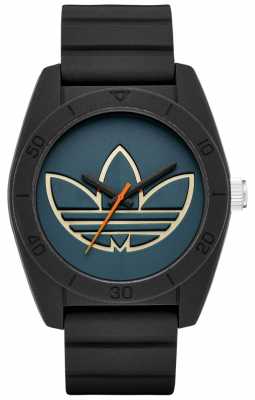 adidas Originals Santiago Black Silicone Strap Blue Dial ADH3166 adidas Originals Santiago Black Silicone Strap Blue Dial ADH3166