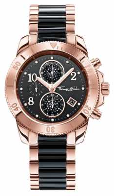 Thomas Sabo Womens Glam Chrono Black/Rose Gold WA0223-268-203-40 Thomas Sabo Womens Glam Chrono Black/Rose Gold WA0223-268-203-40