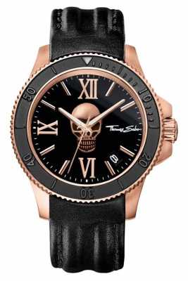 Thomas Sabo Mens Rebel Icon Black Leather Skull Dial WA0279-213-203-44 Thomas Sabo Mens Rebel Icon Black Leather Skull Dial WA0279-213-203-44
