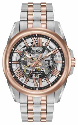 Bulova Mens Automatic Stainless Steel/rose Gold 98A166 Bulova Mens Automatic Stainless Steel/rose Gold 98A166