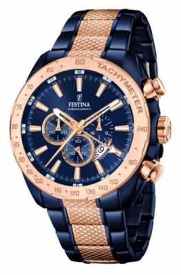 Festina Mens Two Tone Blue Rose Gold Chronograph F16886/1 Festina Mens Two Tone Blue Rose Gold Chronograph F16886/1