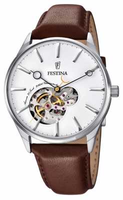 Festina Mens Automatic Brown Leather Strap White Dial F6846/1 Festina Mens Automatic Brown Leather Strap White Dial F6846/1