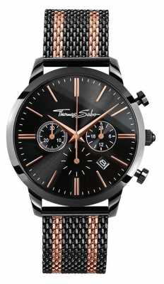 Thomas Sabo Mens Rebel Spirit Chronograph Rose Gold Black WA0289-285-203-42 Thomas Sabo Mens Rebel Spirit Chronograph Rose Gold Black WA0289-285-203-42