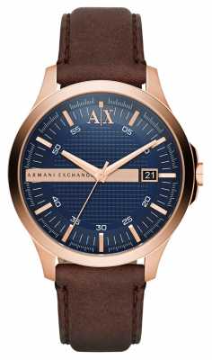 Armani Exchange Mens Brown Leather Strap Rose Gold Casing AX2172 Armani Exchange Mens Brown Leather Strap Rose Gold Casing AX2172