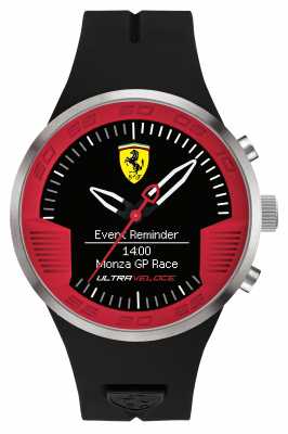 Scuderia Ferrari Mens Black Rubber Strap Black Red 0830373 Scuderia Ferrari Mens Black Rubber Strap Black Red 0830373