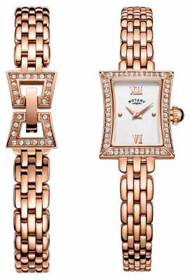 Rotary Womens Rose Gold PVD Plated Bracelet Set LB05059/02/SET Rotary Womens Rose Gold PVD Plated Bracelet Set LB05059/02/SET