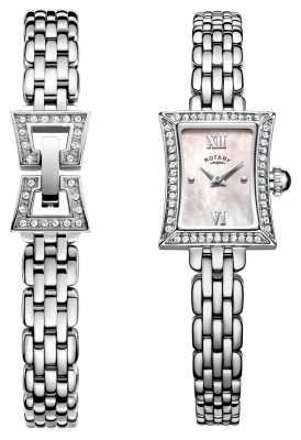 Rotary Ladies Slimline Stainless Steel Quartz Watch & Bracelet Set LB05058/41/SET Rotary Ladies Slimline Stainless Steel Quartz Watch & Bracelet Set LB05058/41/SET