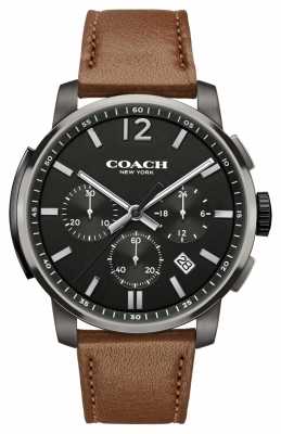 Coach Mens Bleecker Chrono Brown Leather Strap Black Dial 14602017 Coach Mens Bleecker Chrono Brown Leather Strap Black Dial 14602017