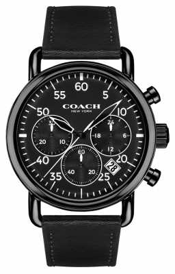 Coach Mens Delancey Chronograph Black Leather Strap Black Dial 14602107 Coach Mens Delancey Chronograph Black Leather Strap Black Dial 14602107
