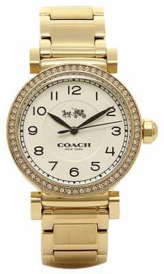 Coach Womens Madison Gold PVD Plated White Dial 14502397 Coach Womens Madison Gold PVD Plated White Dial 14502397