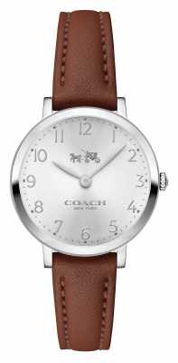 Coach Womens Ultra Thin Brown Leather Strap Silver Dial 14502563 Coach Womens Ultra Thin Brown Leather Strap Silver Dial 14502563