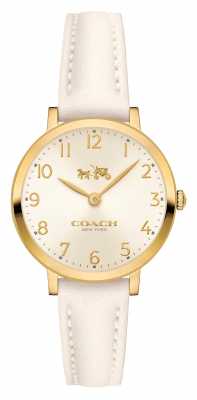 Coach Womens Ultra Thin Chalk Leather Strap Cream Dial 14502564 Coach Womens Ultra Thin Chalk Leather Strap Cream Dial 14502564