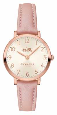 Coach Womens Ultra Thin Pink Leather Strap Cream Dial 14502565 Coach Womens Ultra Thin Pink Leather Strap Cream Dial 14502565