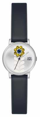 Orla Kiely Womans Navy Leather Strap Silver Dial OK2047 Orla Kiely Womans Navy Leather Strap Silver Dial OK2047