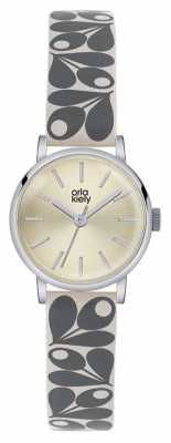 Orla Kiely Womans Grey Cream Leather Cream Dial OK2043 Orla Kiely Womans Grey Cream Leather Cream Dial OK2043