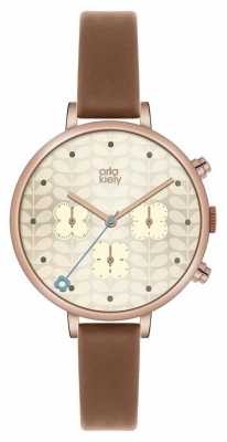 Orla Kiely Womans Tan Leather Rose Gold Plated OK2040 Orla Kiely Womans Tan Leather Rose Gold Plated OK2040
