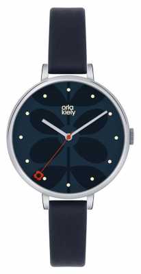 Orla Kiely Navy Leather Strap Navy Dial OK2011 Orla Kiely Navy Leather Strap Navy Dial OK2011