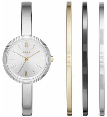 DKNY Womans Silver Watch 3 Bangle Gift Set NY2577 DKNY Womans Silver Watch 3 Bangle Gift Set NY2577