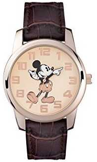 Disney Adult Mickey Mouse Rose Gold Case Brown Strap MK1459 Disney Adult Mickey Mouse Rose Gold Case Brown Strap MK1459