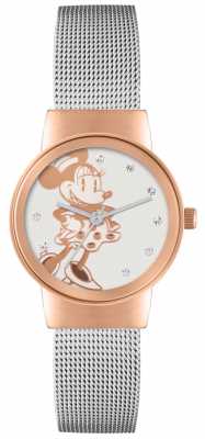 Disney Adult Minnie Mouse Rose Gold Case Silver Mesh Strap MN1312 Disney Adult Minnie Mouse Rose Gold Case Silver Mesh Strap MN1312