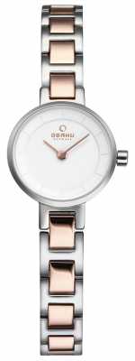 Obaku Womans Silver And Rose Gold Metal Watch V198LXCISC Obaku Womans Silver And Rose Gold Metal Watch V198LXCISC
