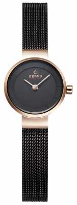 Obaku Womans Black Mesh And Gold Metal Watch V199LXVNMN Obaku Womans Black Mesh And Gold Metal Watch V199LXVNMN